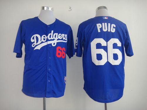 Dodgers #66 Yasiel Puig Light Blue Cool Base Stitched MLB Jersey - Click Image to Close